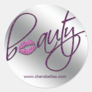 Sticker Rond Pourpre d'autocollant de salon de beauté de