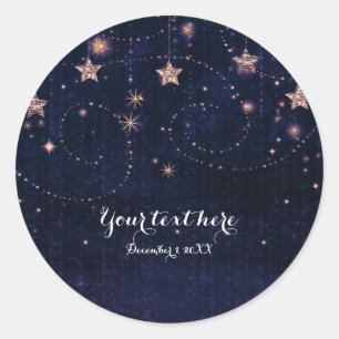 Sticker Rond Pourpre et faveur céleste d'étoiles de nuit