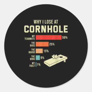 Sticker Rond Pourquoi je perds à Cornhole Funny Bags Joueur de