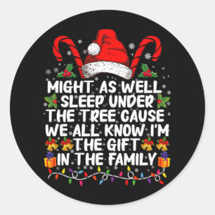 Sticker Rond Pourrait Aussi Dormir Sous Le Cadeau De Noël Arbre