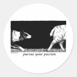 Sticker Rond Poursuivez votre passion Bordure Collie