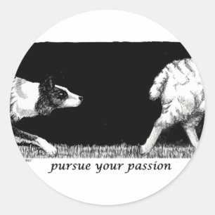 Sticker Rond Poursuivez votre passion Bordure Collie