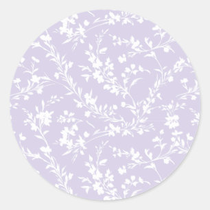 Sticker Rond Pousses printanières neutres - Lavande poussiéreus