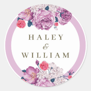 Sticker Rond Poussière Florale Violet de Bienvenue