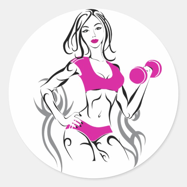 Sticker Rond Poussin convenable avec le rose de rouge à lèvres (Devant)