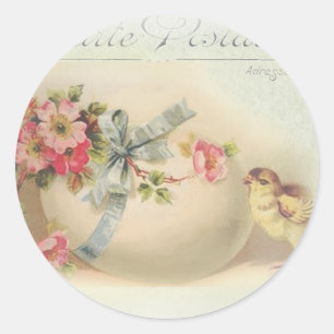 Sticker Rond poussin et oeuf victoriens de Pâques