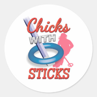 Sticker Rond 'Poussins avec bâtons'