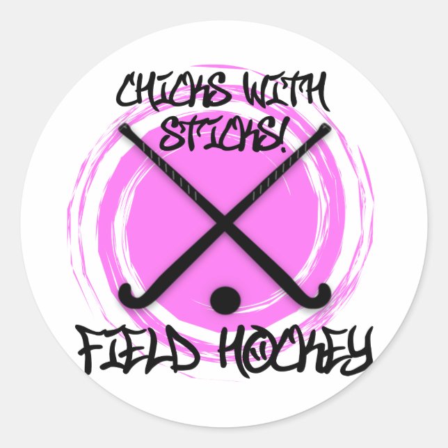 Sticker Rond Poussins Avec Bâtons - Hockey sur gazon (Devant)