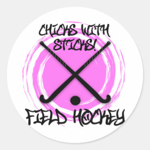 Sticker Rond Poussins avec des bâtons - hockey de champ