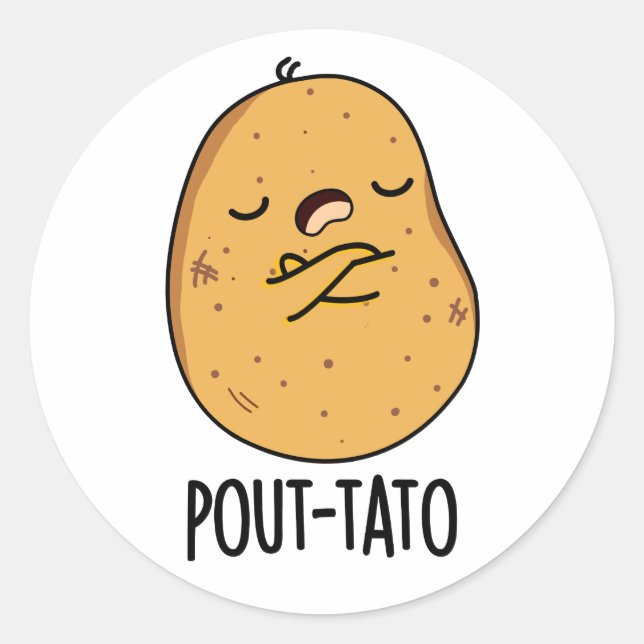 Sticker Rond Pout-tato Funny Potato Pun (Devant)