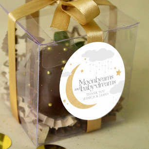 Sticker Rond Poutres de lune et baby shower de rêves pour bébé