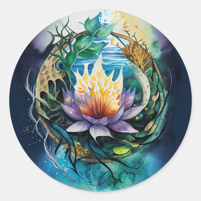 Sticker Rond pouvoir de guérison de l'immersion dans la nature (Devant)
