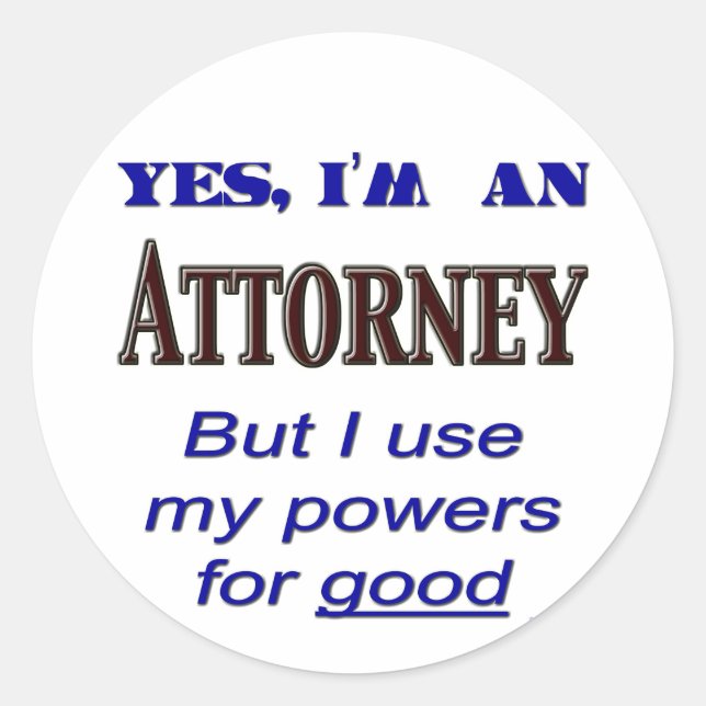 Sticker Rond Pouvoirs du procureur pour la bonne parole (Devant)