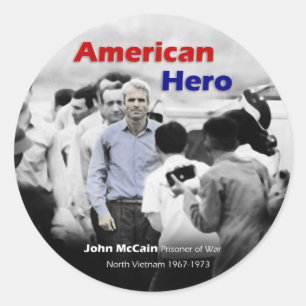 Sticker Rond POW John McCain Héros américain