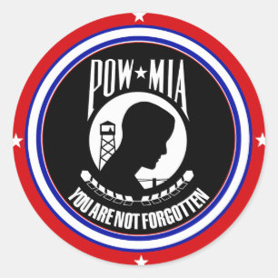 STICKER ROND POW MIA - ROUGE BLANC ET BLEU