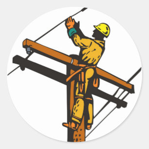 Sticker Rond Power Lineman Electrician
