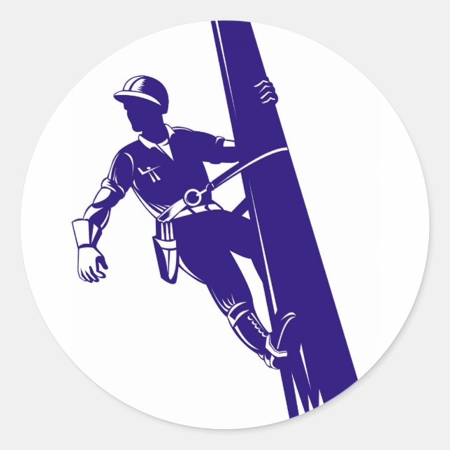 Sticker Rond Power Lineman Electrician (Devant)