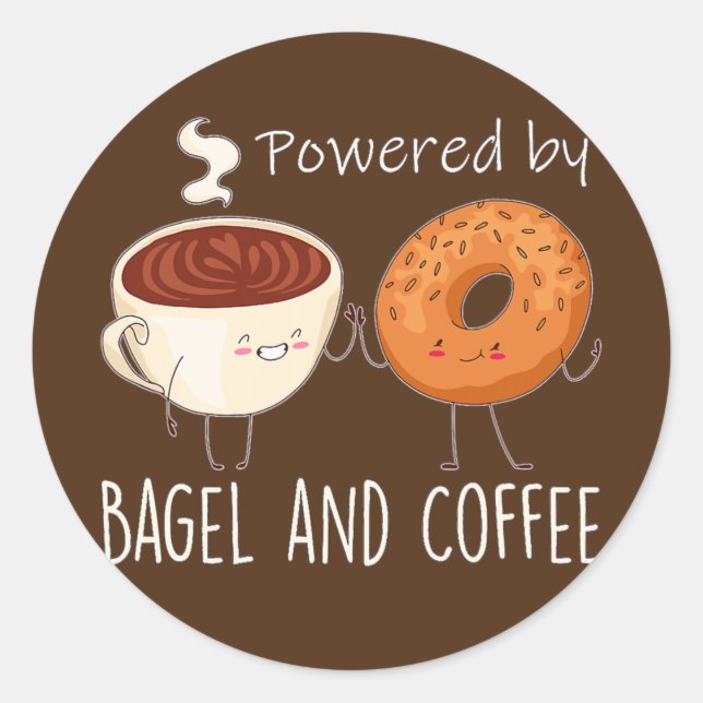 Sticker Rond Powered by Bagel and Coffee Bagel lover Baking  (Devant)