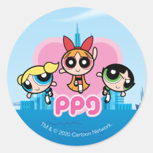 Sticker Rond Powerpuff Girls Team Awesome