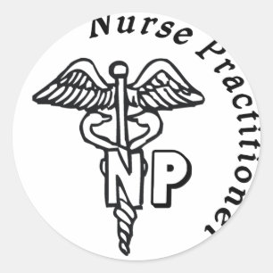 STICKER ROND PRATICIENNE D'INFIRMIÈRE DE LOGO DU NP DE CADUCÉ