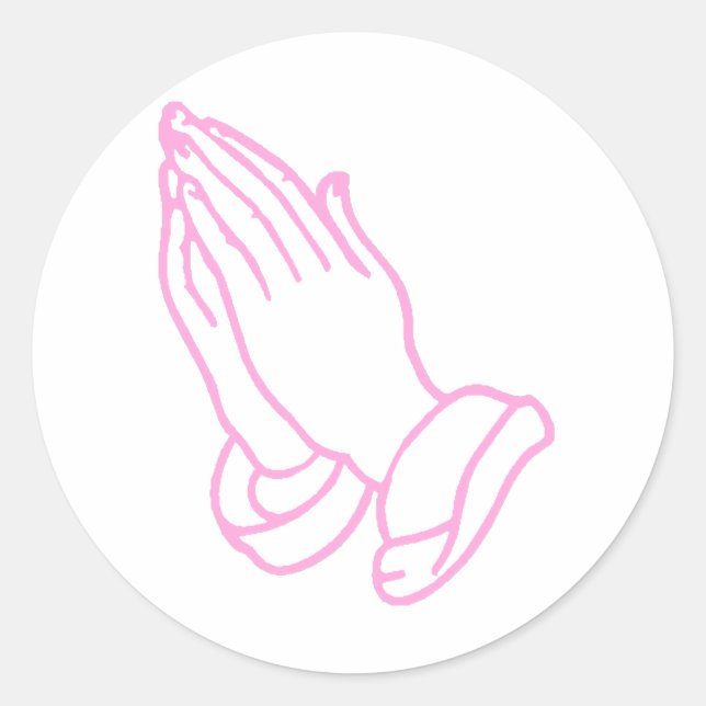 Sticker Rond Praying Hands in Baby Rose (Devant)