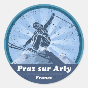 Sticker Rond Praz sur Arly Station de ski - Skieur