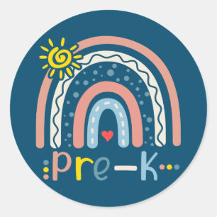 Sticker Rond Pré K Boho Rainbow Enseignant Revenir À L'École