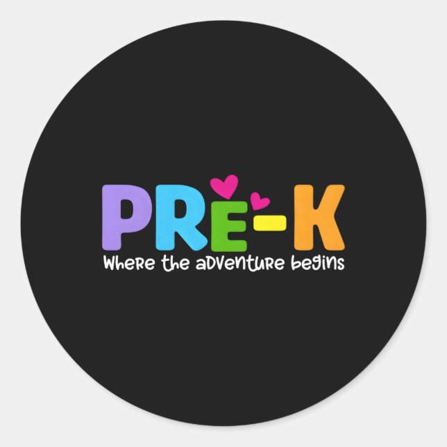 Sticker Rond Pré K où commence l'aventure (Devant)