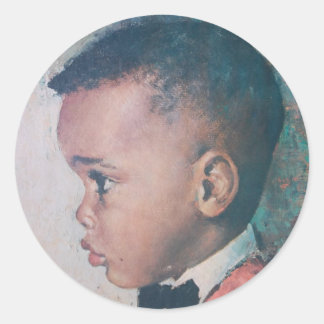 Sticker Rond Precieux Petit Garçon Noir Vintage