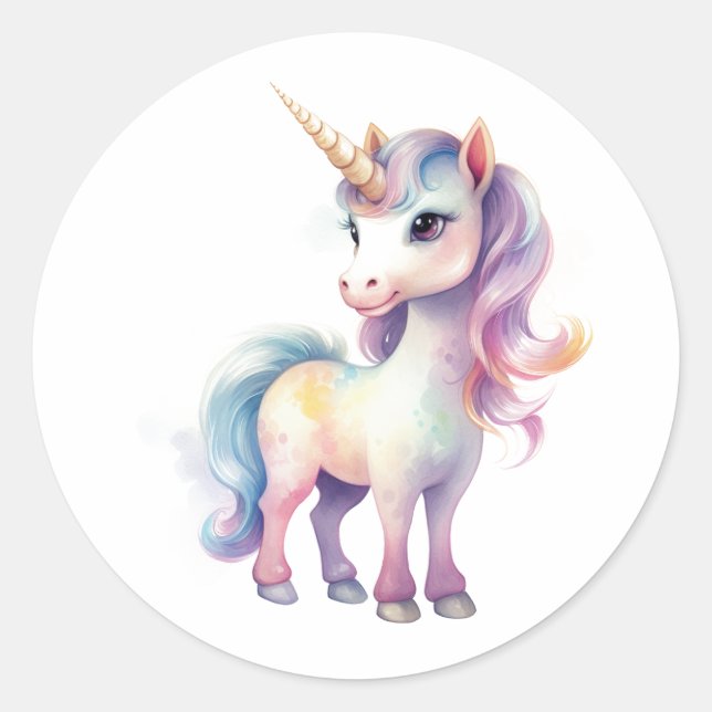 Sticker Rond Precious Majestic Unicorn, cadeau pour les filles (Devant)