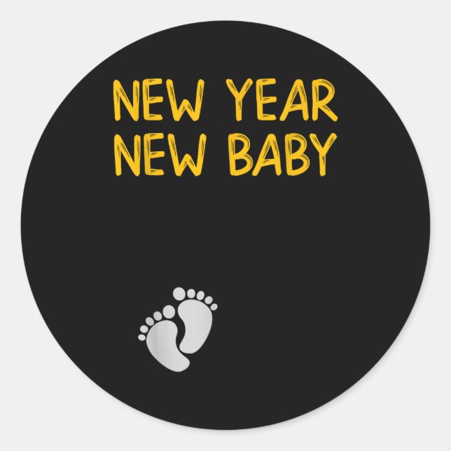 Sticker Rond Pregnancy Announcemen - New Year New Baby  (Devant)