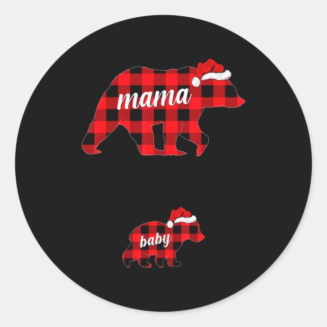Sticker Rond Pregnant Women Mama Bear Pregnancy Christmas Pajam (Devant)