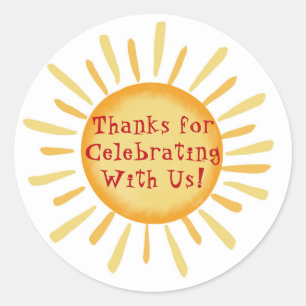 Sticker Rond Premier anniversaire au soleil ou premier voyage