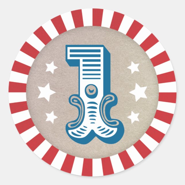 Sticker Rond Premier Anniversaire Cirque Carnaval Favoriser Sti (Devant)