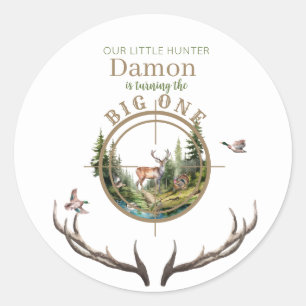 Sticker Rond Premier Anniversaire de Chasse au Gros Gibier