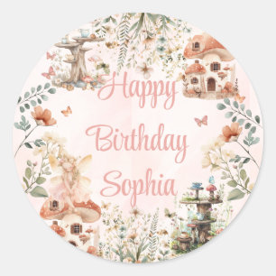 Sticker Rond Premier anniversaire de la fille aux champignons d