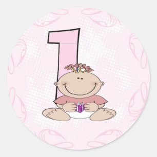 Sticker Rond Premier anniversaire du bébé