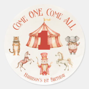 Sticker Rond Premier anniversaire du cirque animal