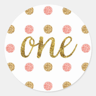 Sticker Rond Premier Anniversaire Pink & Gold Parties scintilla