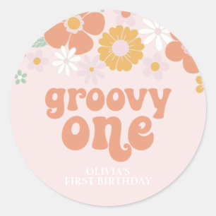 Sticker Rond Premier anniversaire super un rétro Floral