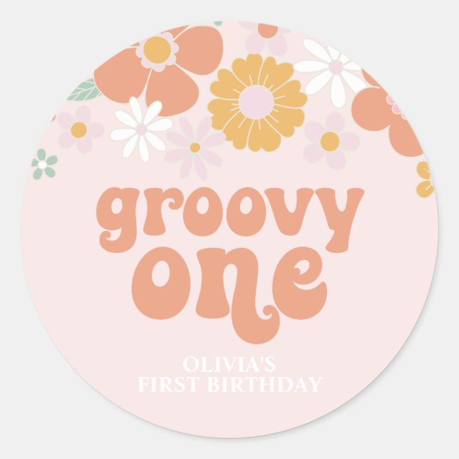 Sticker Rond Premier anniversaire super un rétro Floral (Devant)