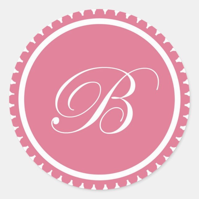 Sticker Rond Premier B princesse rose monogramme de phoque part (Devant)