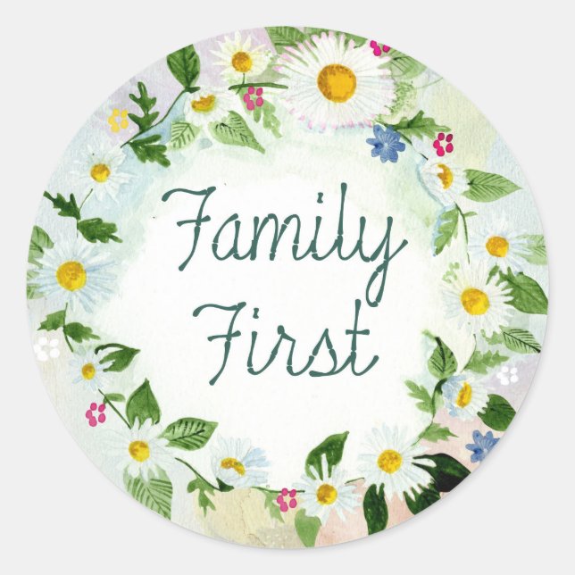 Sticker Rond Premier cercle familial de marguerites (Devant)