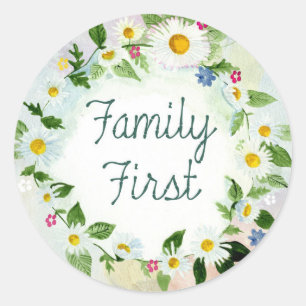 Sticker Rond Premier cercle familial de marguerites