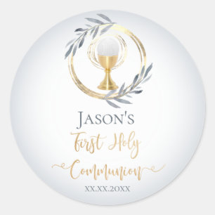Sticker Rond Premier communion, garçon catholique