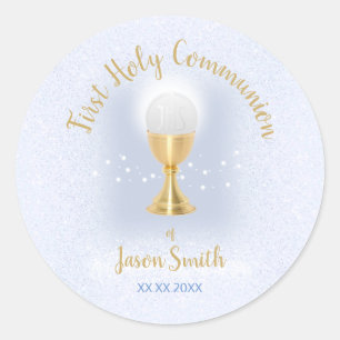 Sticker Rond Premier communion, garçon catholique