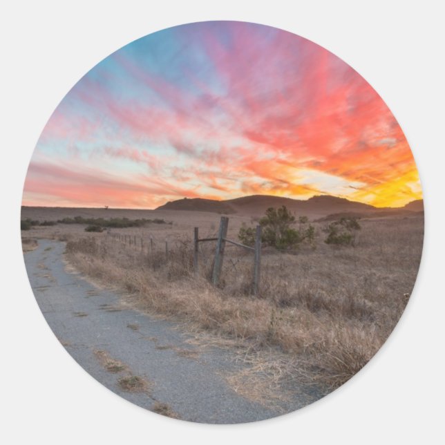 Sticker Rond Premier coucher du soleil du jour (Devant)