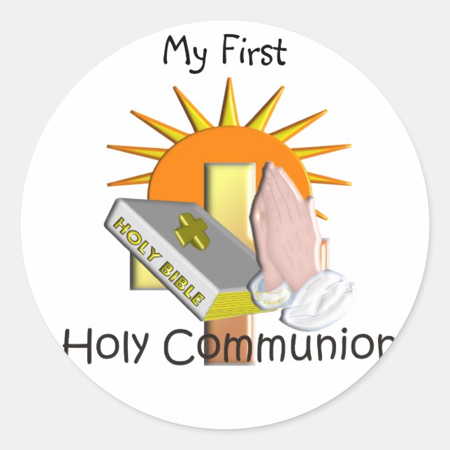Sticker Rond Premier don de la sainte communion pour enfants (Devant)