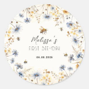 Sticker Rond Premier jour de l'abeille - 1er anniversaire flora