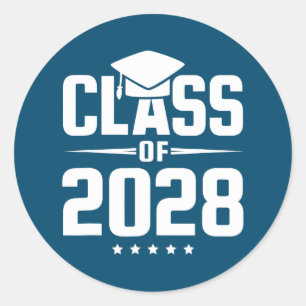 Sticker Rond Premier Jour De L'Enseignant Classe De 2028 